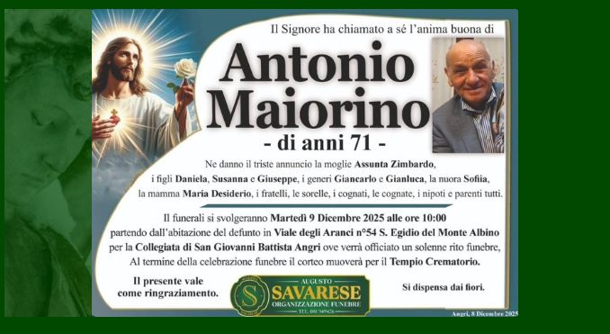 necrologio Antonio Maiorino